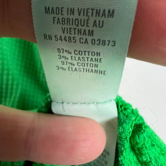 Offline By Aerie Medium Bright Green Waffle Thermal Henley Long Sleeve Shirt - Picture 6 of 10